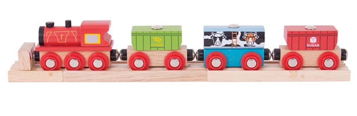 Pociąg zbożowy z kontenerami magnetycznymi - Bigjigs Pociąg zbożowy z kontenerami magnetycznymi - Bigjigs