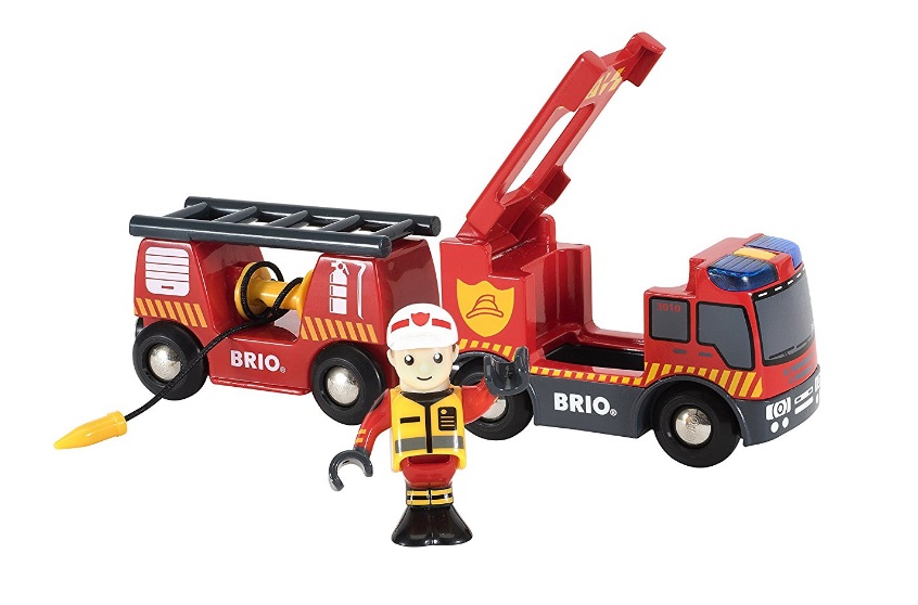 Kolejowa straż pożarna wóz z wagonem - Brio