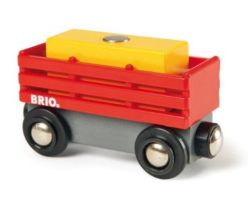 Wagon skrzyniowy z ładunkiem siana do dźwigów magnetycznych - Brio Wagon skrzyniowy z ładunkiem siana do dźwigów magnetycznych - Brio