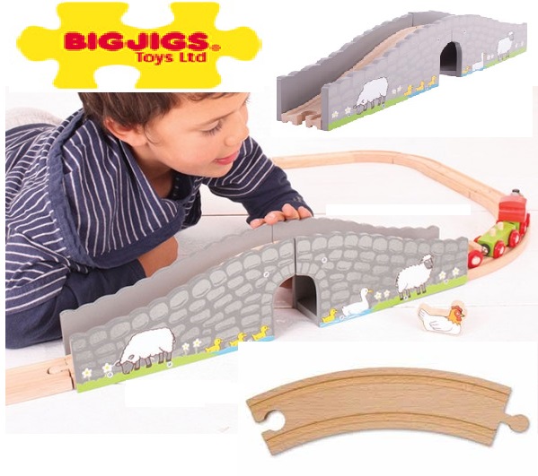 Mostek nad rzeczką farmera do torów drewnianych - Bigjigs Mostek nad rzeczką farmera do torów drewnianych - Bigjigs