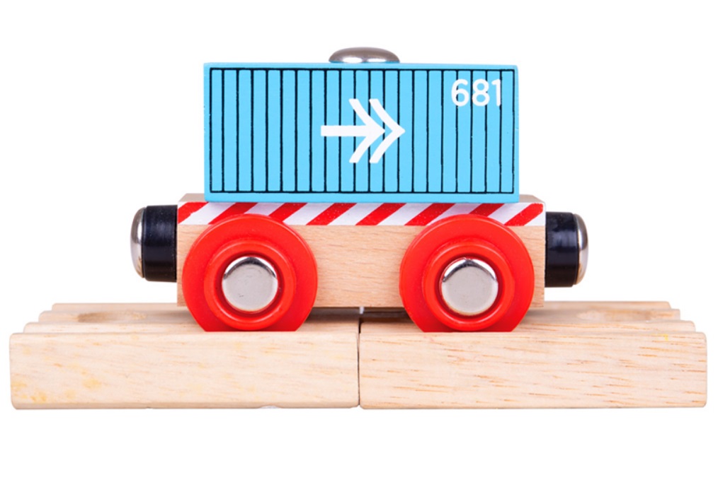 Wagon kontenerowy niebieski, magnetyczny - Bigjigs Wagon kontenerowy niebieski, magnetyczny - Bigjigs