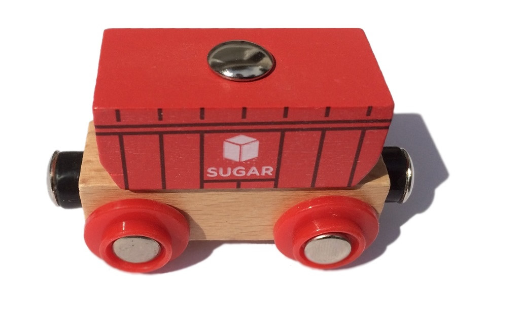Wagonik z kontenerem cukru Nowy! - Bigjigs Wagonik z kontenerem cukru Nowy! - Bigjigs