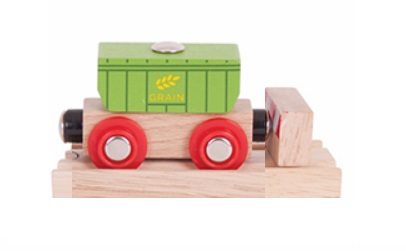 Wagonik z kontenerem zboża Nowy! - Bigjigs Wagonik z kontenerem zboża Nowy! - Bigjigs