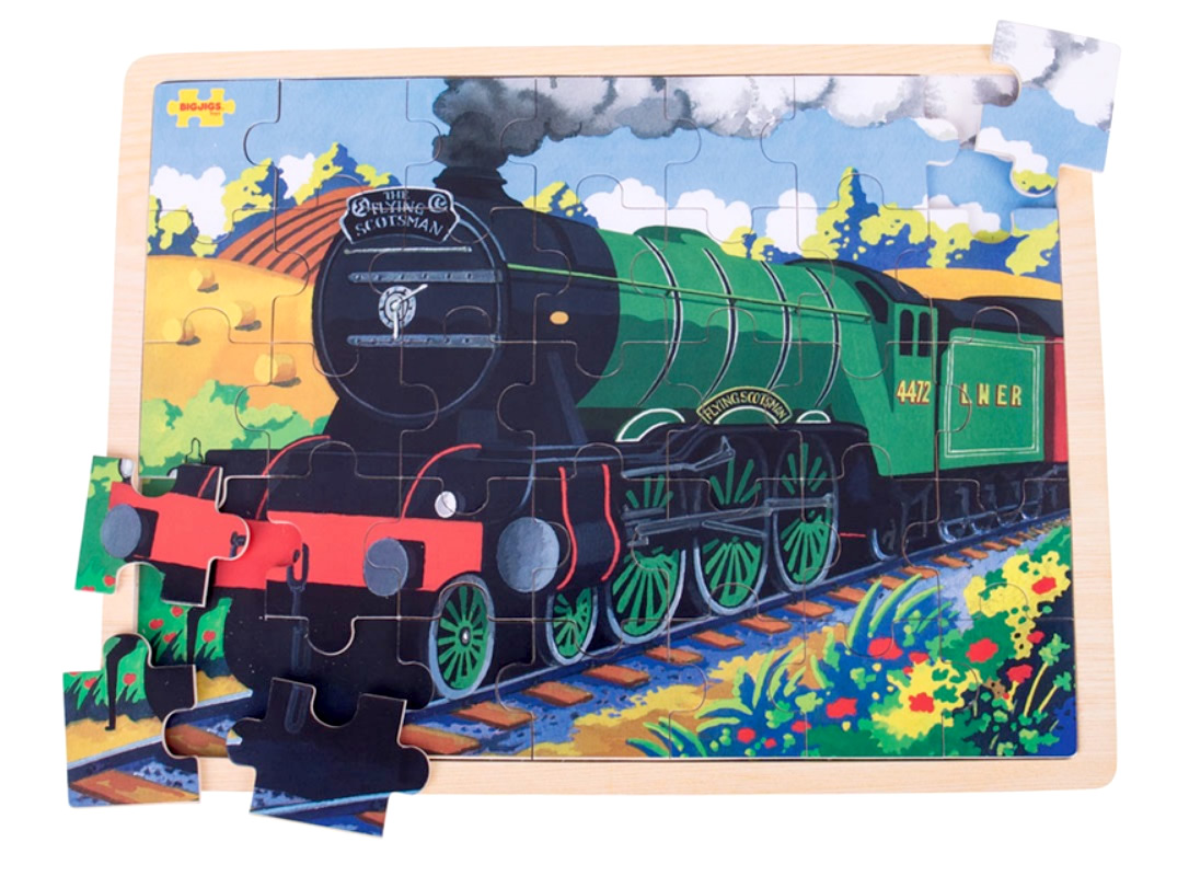 Puzzle drewniane Flying Scotsman 35 elementów na tacce - Bigjigs Puzzle drewniane Flying Scotsman 35 elementów na tacce - Bigjigs