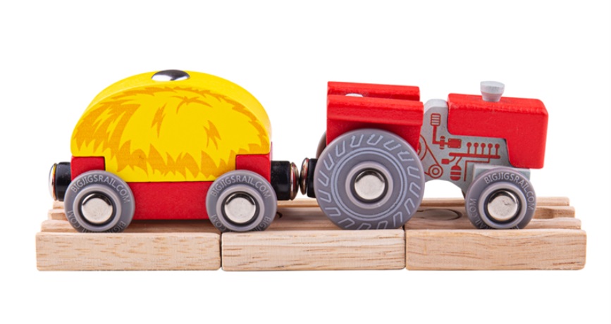 Traktor kolejowy z sianem, czerwony - Bigjigs